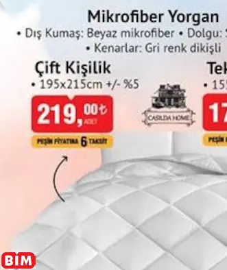 CASİLDA HOME MİKROFİBER YORGAN  ÇİFT KİŞİLİK
